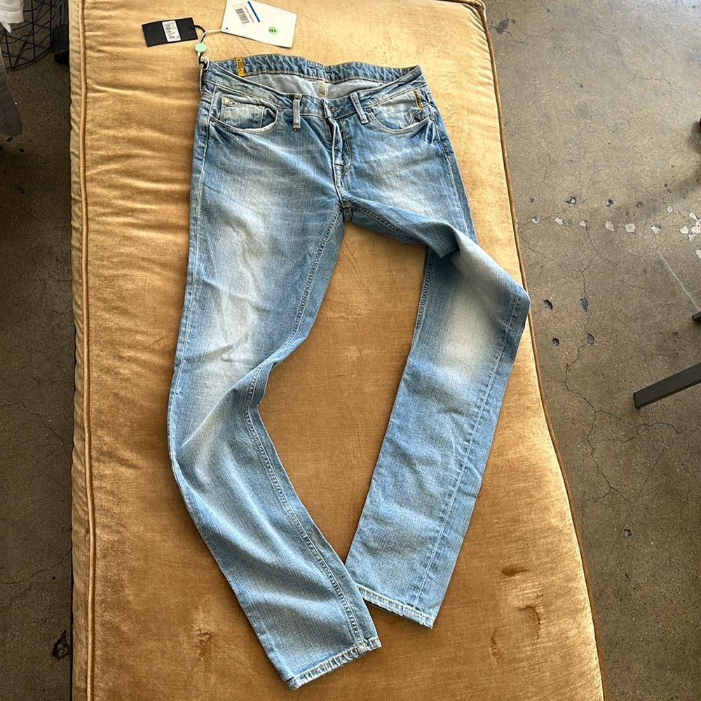European order Jeans light blue distress Cotton No stretch Real jean Denim